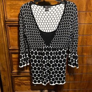 Black and White Polka Dot Empire Waist Top